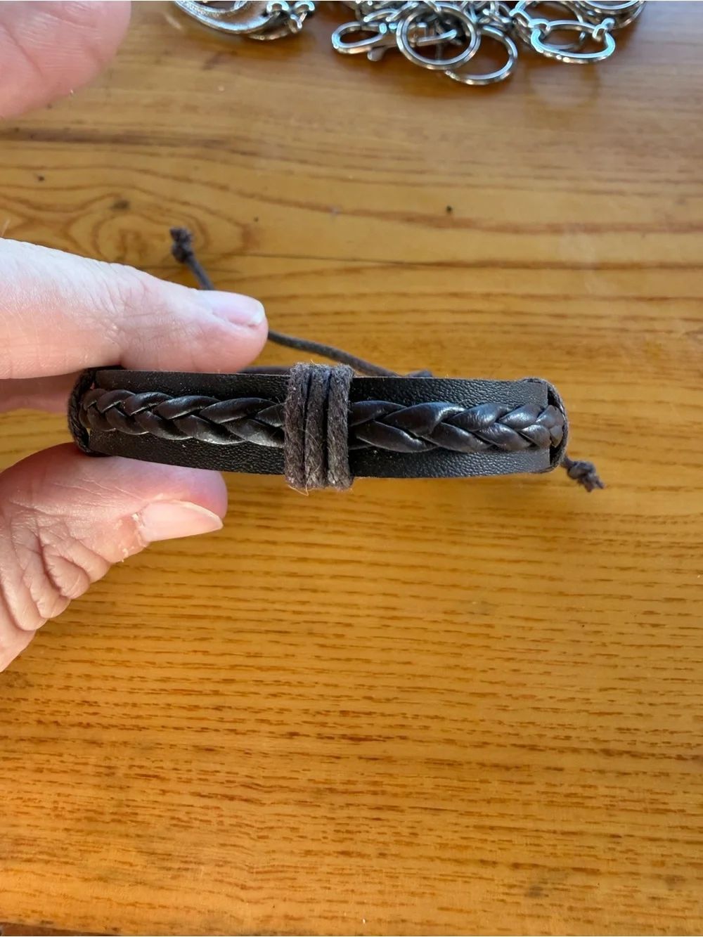 Men's Braided Leather Cord Bracelet - Black